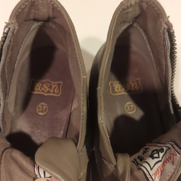 ash Taupe Wedge Zip Leather HighTop Sneaker Size 6.5 (37) - Picture 11 of 14